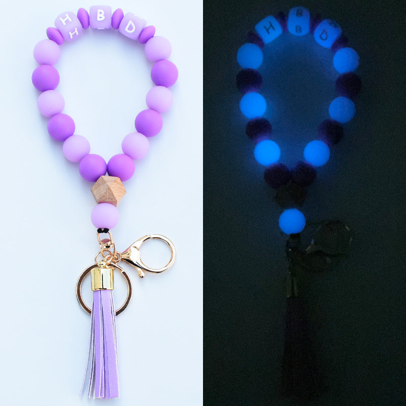 Wholesale Silicone Beaded Alphabet Wrist Keychain